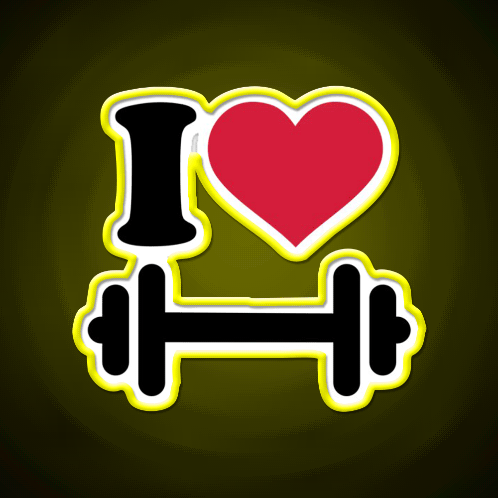 I Love Barbell Dumbbell Gym Fitness Led Neon Sign Rgb Color