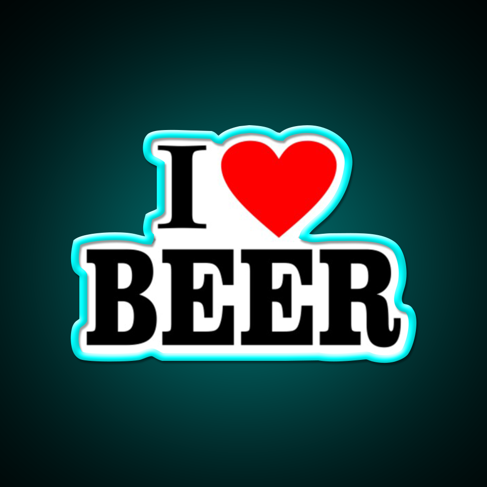 I Love Beer Bar Decor Led Neon Sign Wall Art Rgb Color - Size and dimension reference