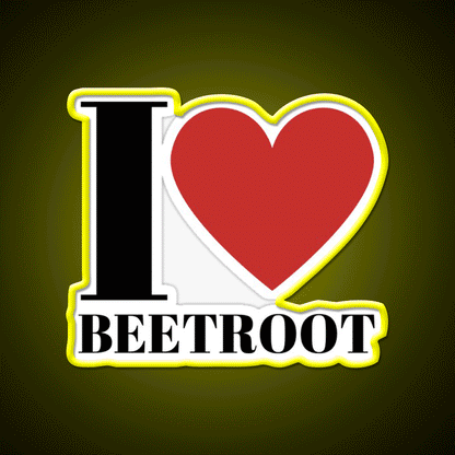 I Love Beetroot Snack Food Led Neon Sign Rgb Color - Custom LED neon sign front view