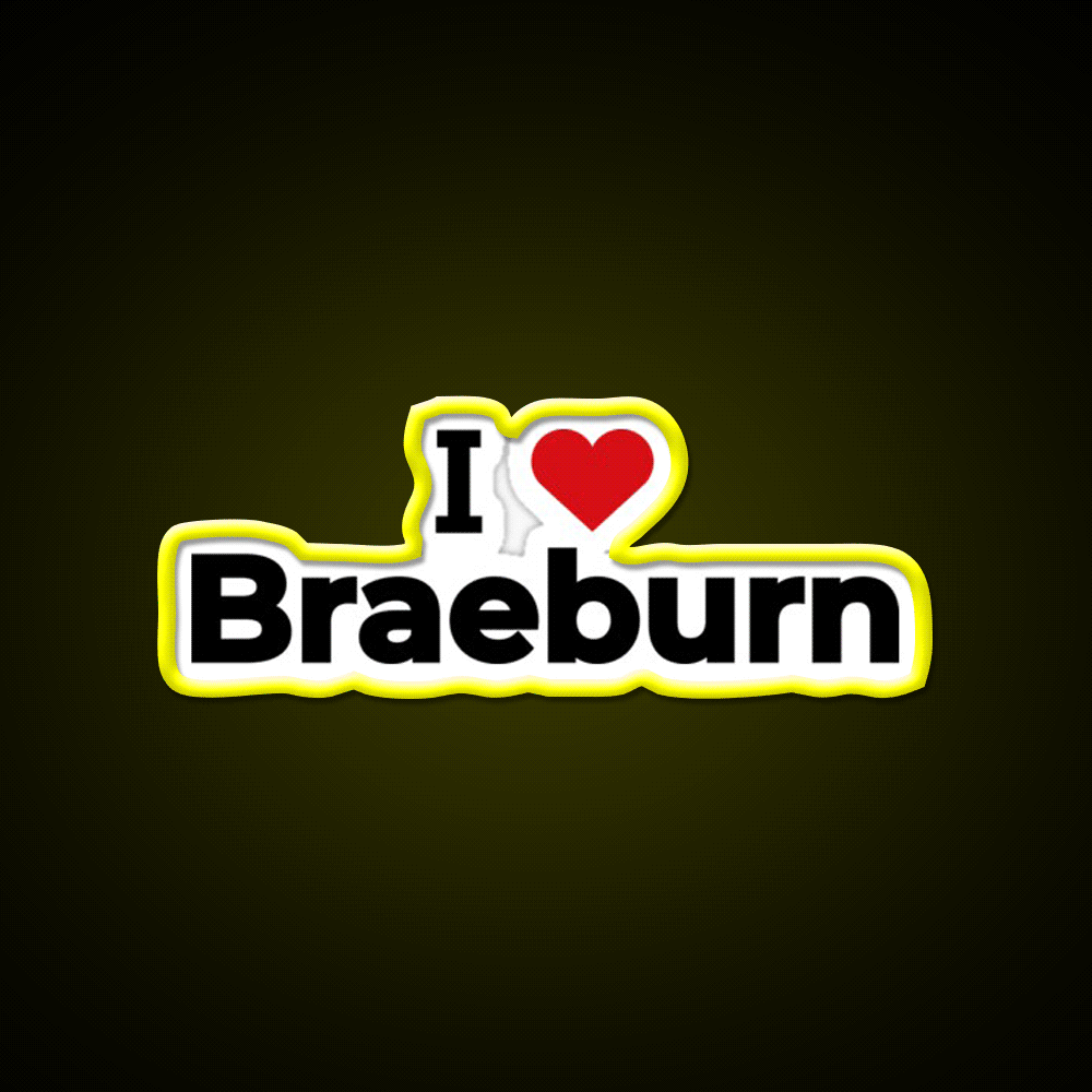 I Love Braeburn Snack Food Led Neon Sign Rgb Color - Custom LED neon sign front view