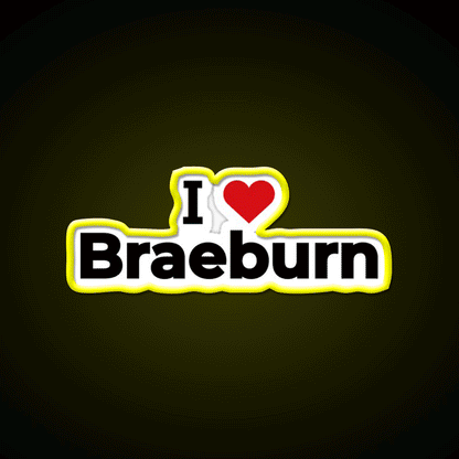 I Love Braeburn Snack Food Led Neon Sign Rgb Color - Custom LED neon sign front view