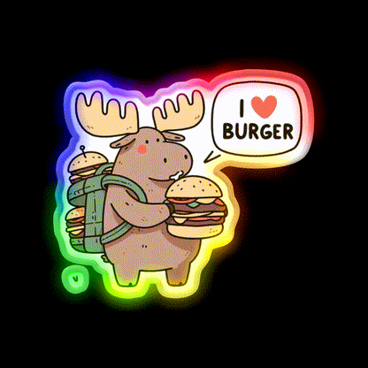 I Love Burger Moose Fast Food Led Neon Sign For Burger Place Rgb Color - LED neon sign close-up detail