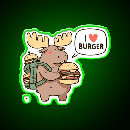 I Love Burger Moose Fast Food Led Neon Sign For Burger Place Rgb Color - Shineneon