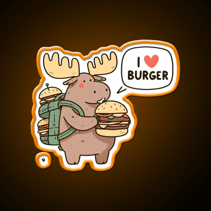 I Love Burger Moose Fast Food Led Neon Sign For Burger Place Rgb Color - Shineneon