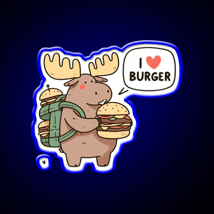 I Love Burger Moose Fast Food Led Neon Sign For Burger Place Rgb Color - Shineneon