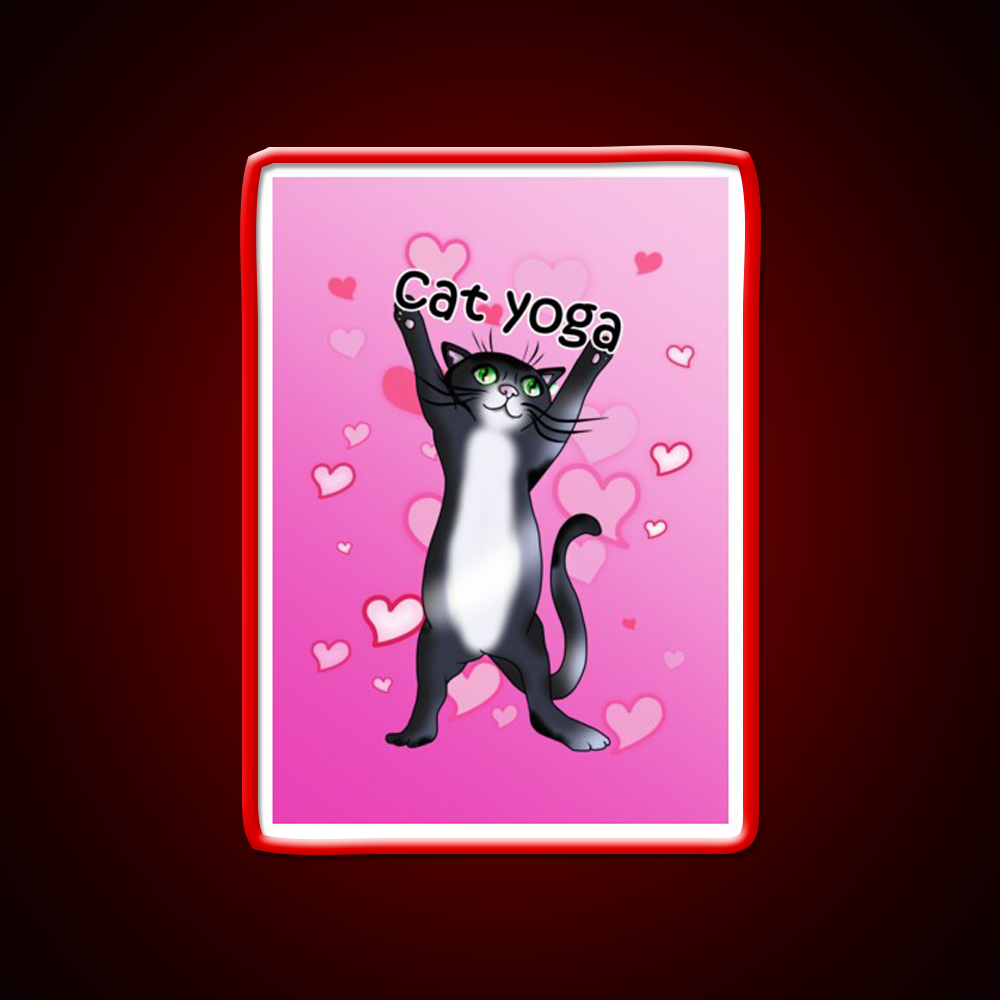 I Love Cat Yoga Led Neon Sign For Wellness Space Rgb Color