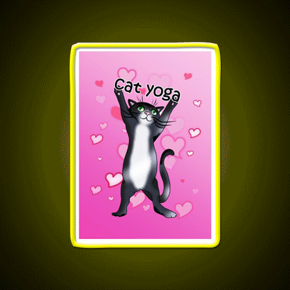 I Love Cat Yoga Led Neon Sign For Wellness Space Rgb Color