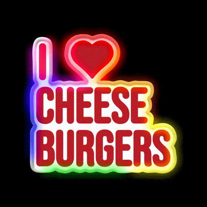 I Love Cheeseburgers Fast Food Led Neon Sign For Burger Place Rgb Color - LED neon sign close-up detail