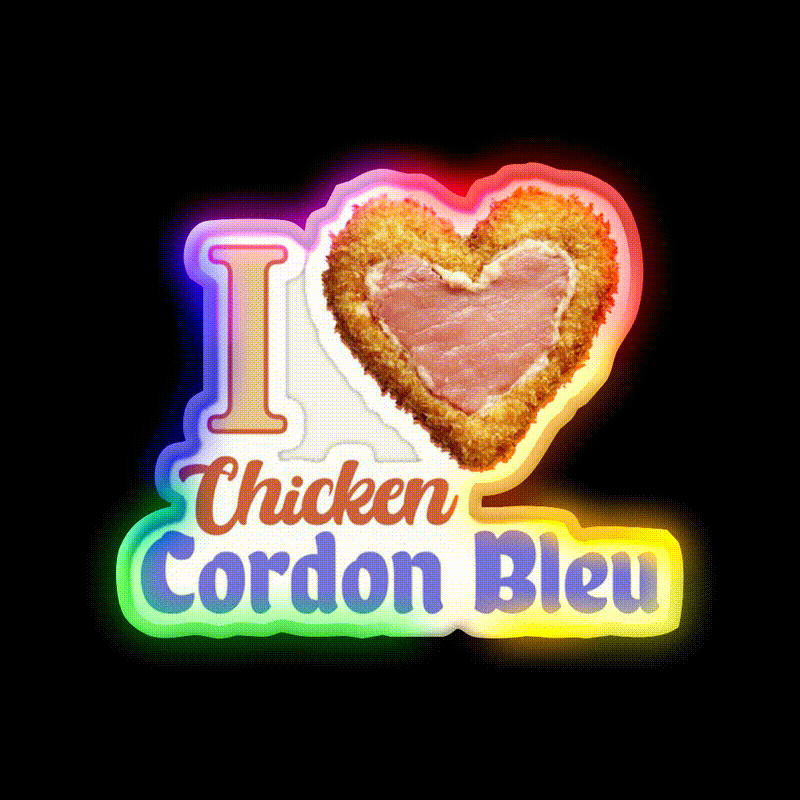 I Love Chicken Cordon Bleu Fast Food Led Neon Sign For Burger Place Rgb Color
