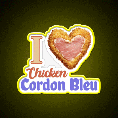 I Love Chicken Cordon Bleu Snack Food Led Neon Sign Rgb Color - Custom LED neon sign front view