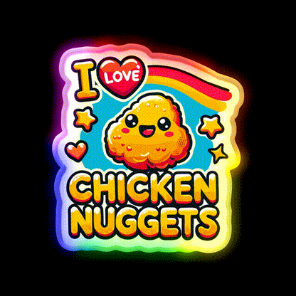 I Love Chicken Nuggets Foodie Snack Food Led Neon Sign Rgb Color - LED neon sign close-up detail