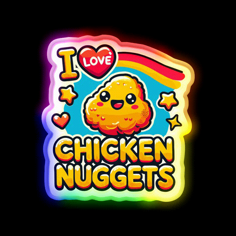 I Love Chicken Nuggets Foodie Snack Food Led Neon Sign Rgb Color - LED neon sign close-up detail