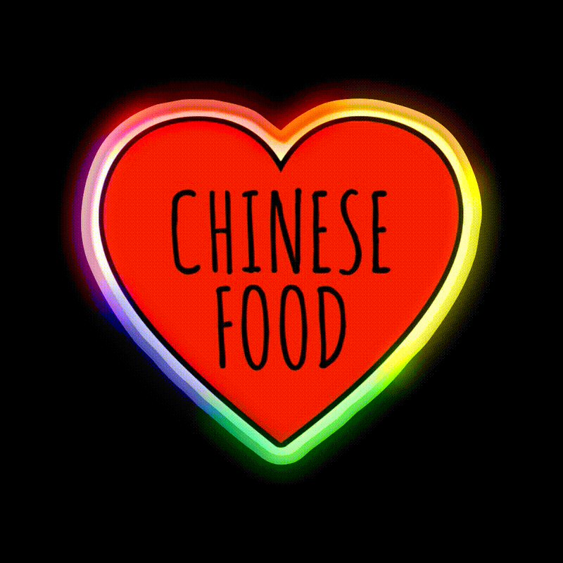 I Love Chinese Food Heart Led Neon Sign Chinese Food Rgb Color