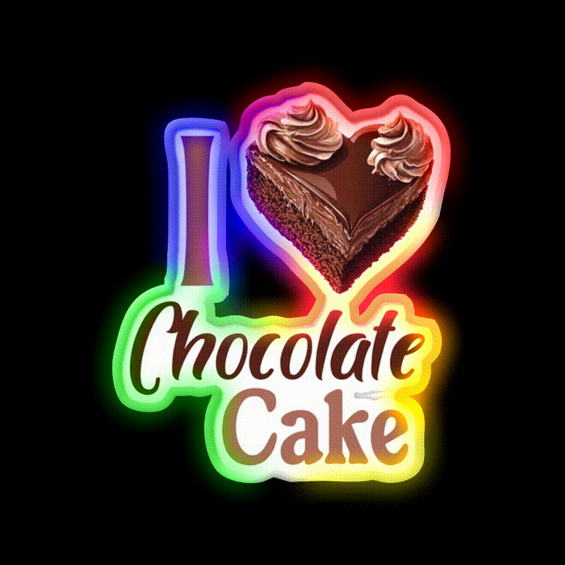 I Love Chocolate Cake Snack Food Led Neon Sign Rgb Color - LED neon sign close-up detail