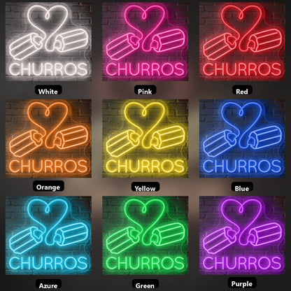 I Love Churros Wall Decor LED Neon Sign - 05 Color Grid