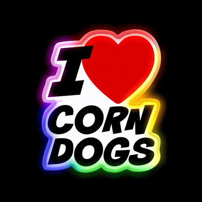 I Love Corn Dogs Snack Food Led Neon Sign Rgb Color - LED neon sign close-up detail