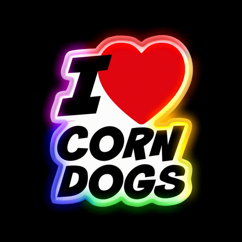 I Love Corn Dogs Snack Food Led Neon Sign Rgb Color - LED neon sign close-up detail