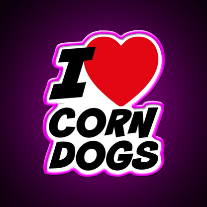 I Love Corn Dogs Snack Food Led Neon Sign Rgb Color - Shineneon