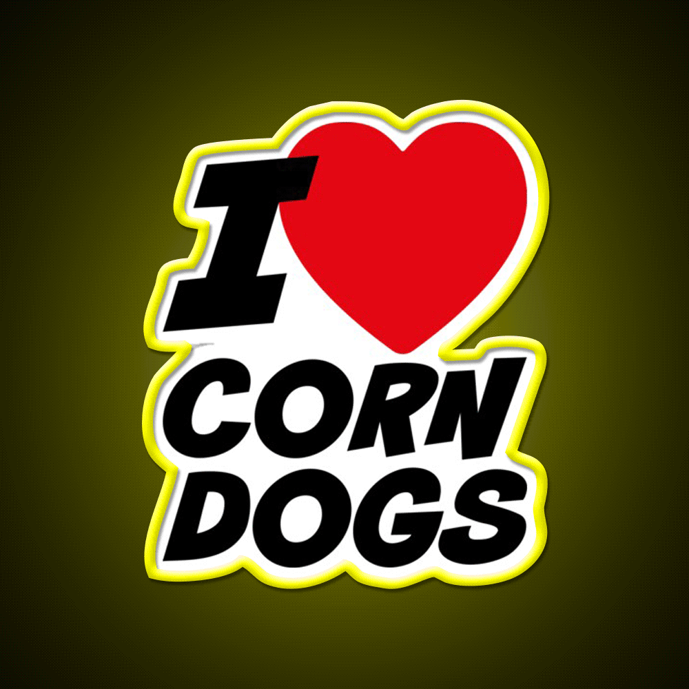 I Love Corn Dogs Snack Food Led Neon Sign Rgb Color - Custom LED neon sign front view