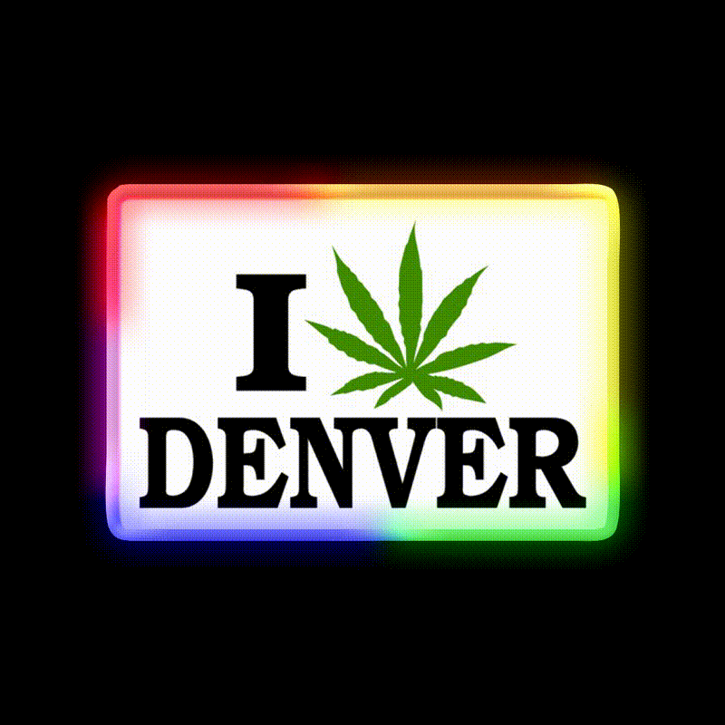 I Love Denver Colorado Hemp Inspired Green Leaf Led Neon Sign Rgb Color - LED neon sign close-up detail
