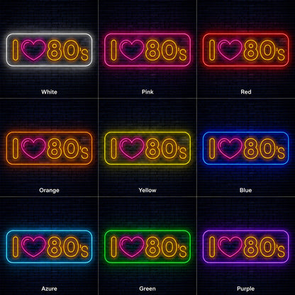 I Love Eighties Neon Sign LED Neon Sign color grid