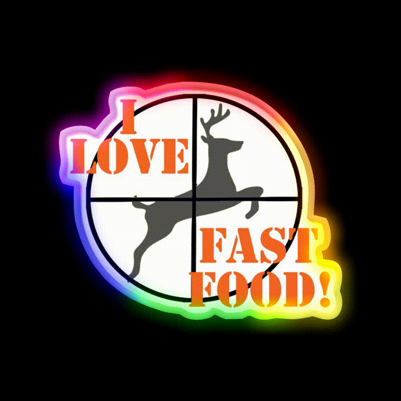 I Love Fast Food Led Neon Sign For Burger Place Wall Art Rgb Color - LED neon sign close-up detail