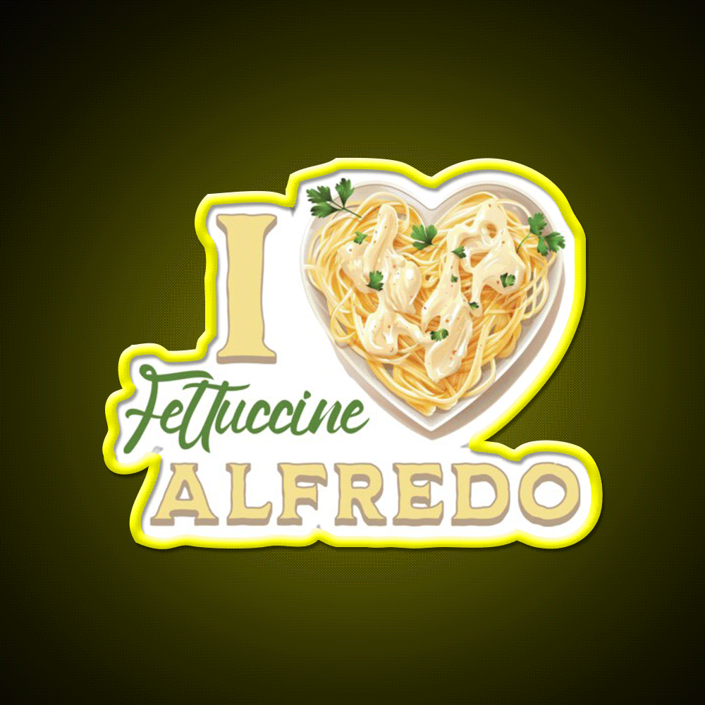 I Love Fettuccine Alfredo Snack Food Led Neon Sign Rgb Color - Custom LED neon sign front view