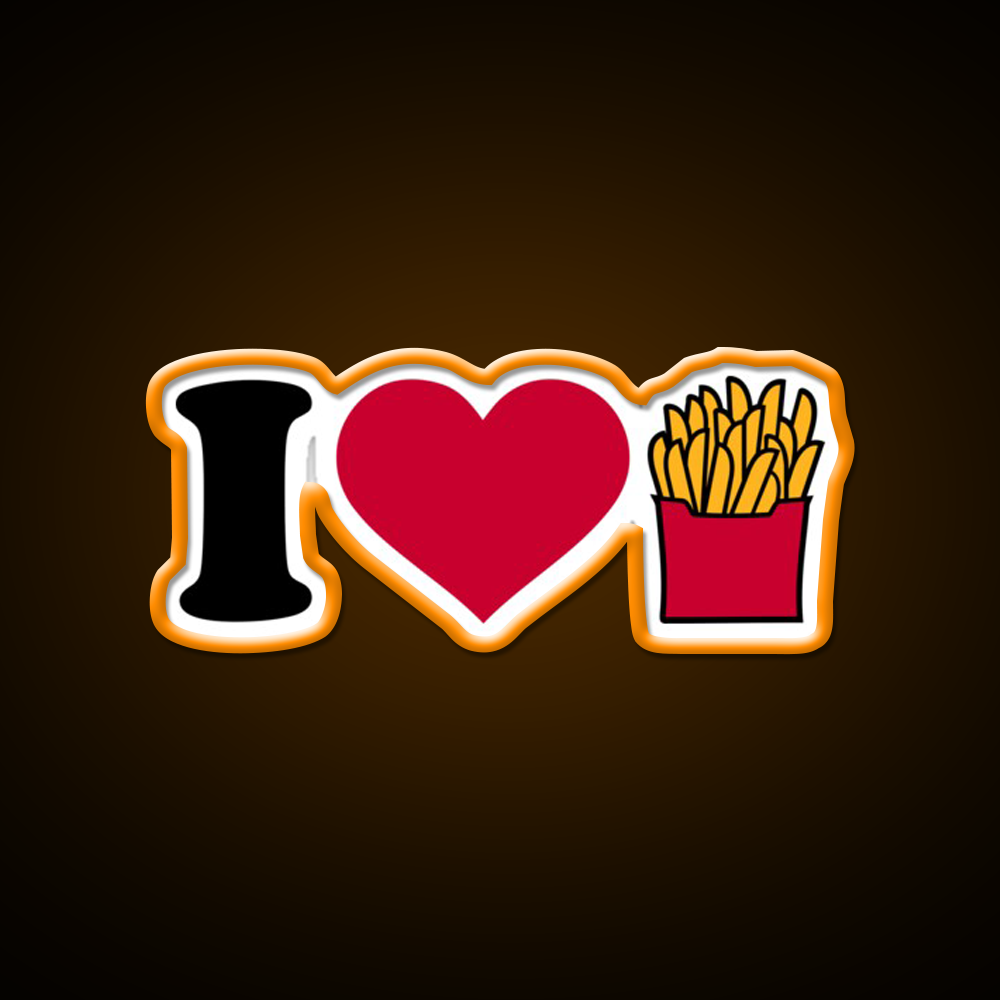 I Love French Fries Fast Food Led Neon Sign For Burger Place Rgb Color