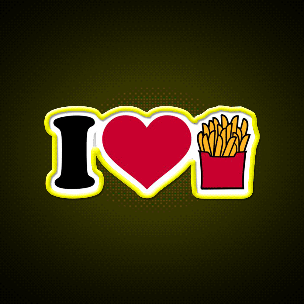 I Love French Fries Fast Food Led Neon Sign For Burger Place Rgb Color