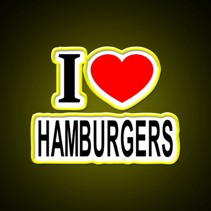 I Love Hamburgers Fast Food Led Neon Sign For Burger Place Rgb Color - Shineneon