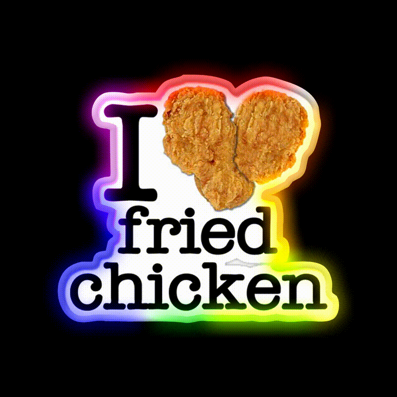 I Love Heart Fried Chicken Fast Food Led Neon Sign For Burger Place Rgb Color