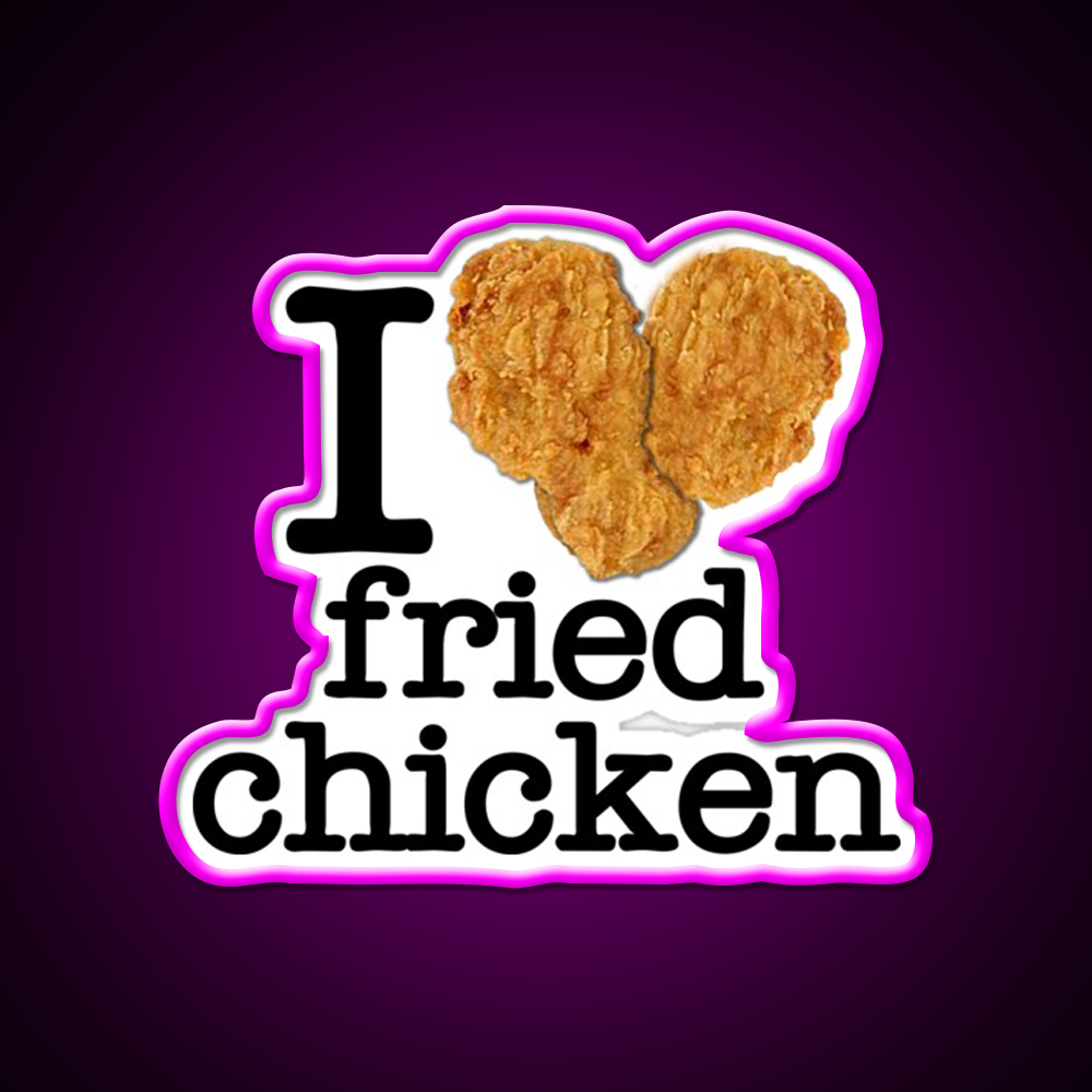 I Love Heart Fried Chicken Fast Food Led Neon Sign For Burger Place Rgb Color