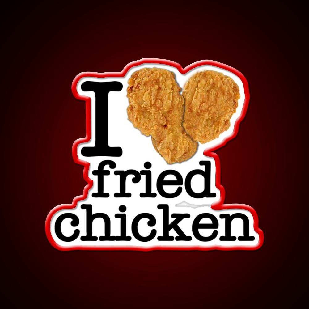 I Love Heart Fried Chicken Fast Food Led Neon Sign For Burger Place Rgb Color