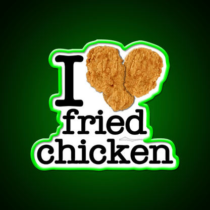 I Love Heart Fried Chicken Fast Food Led Neon Sign For Burger Place Rgb Color - Shineneon