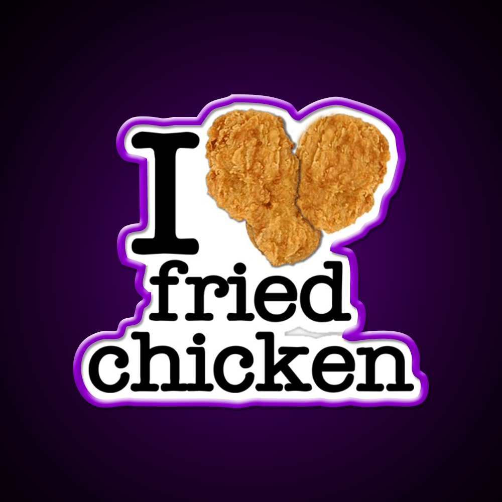I Love Heart Fried Chicken Fast Food Led Neon Sign For Burger Place Rgb Color - Shineneon