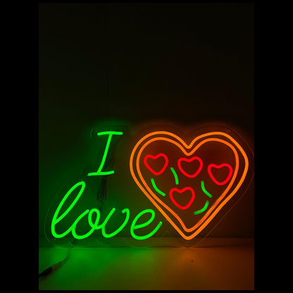 I Love Heart Green Orange Red Led Neon Sign For Romantic Home Bedroom Decor | Shineneon