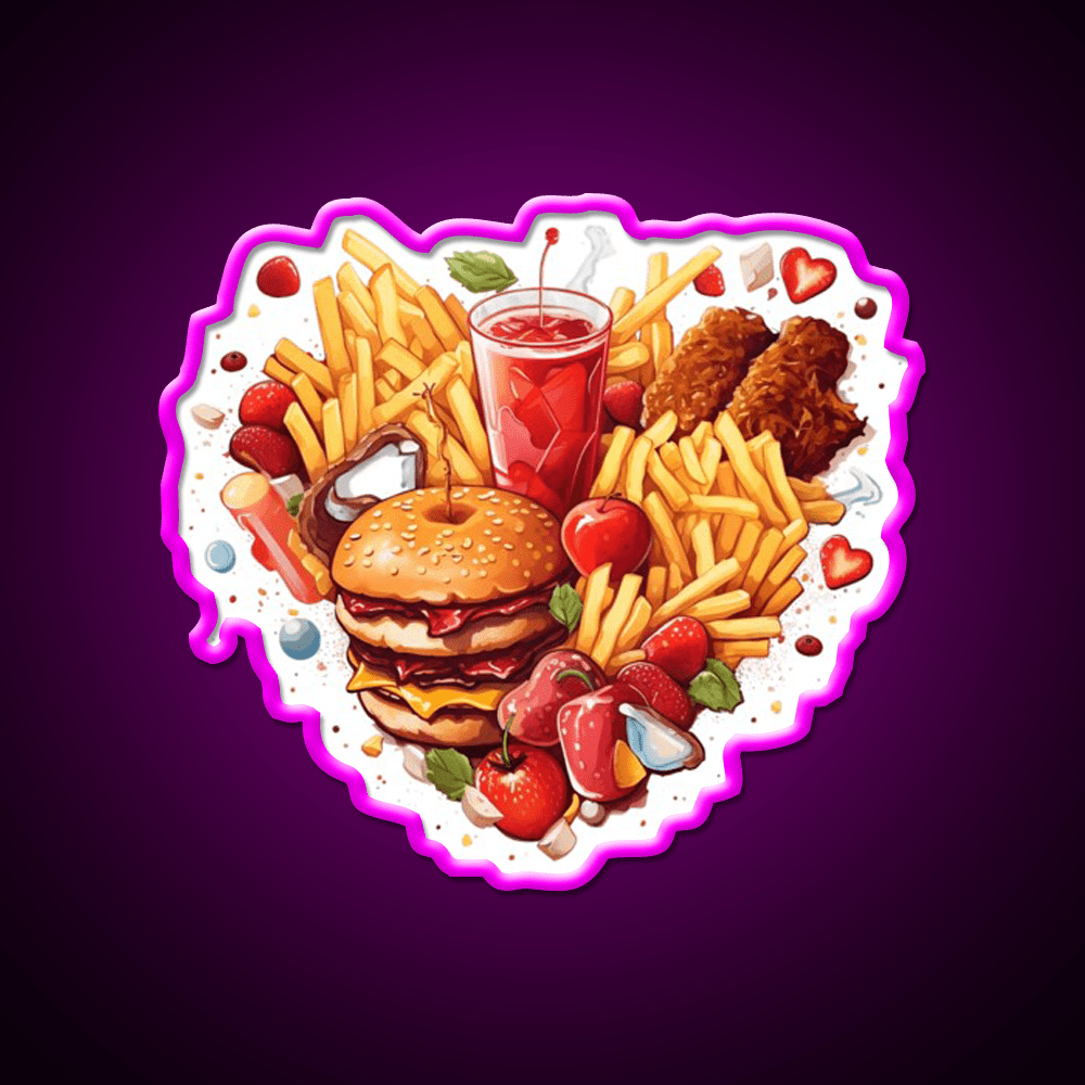 I Love Junk Food Fast Food Led Neon Sign For Burger Place Rgb Color - Shineneon