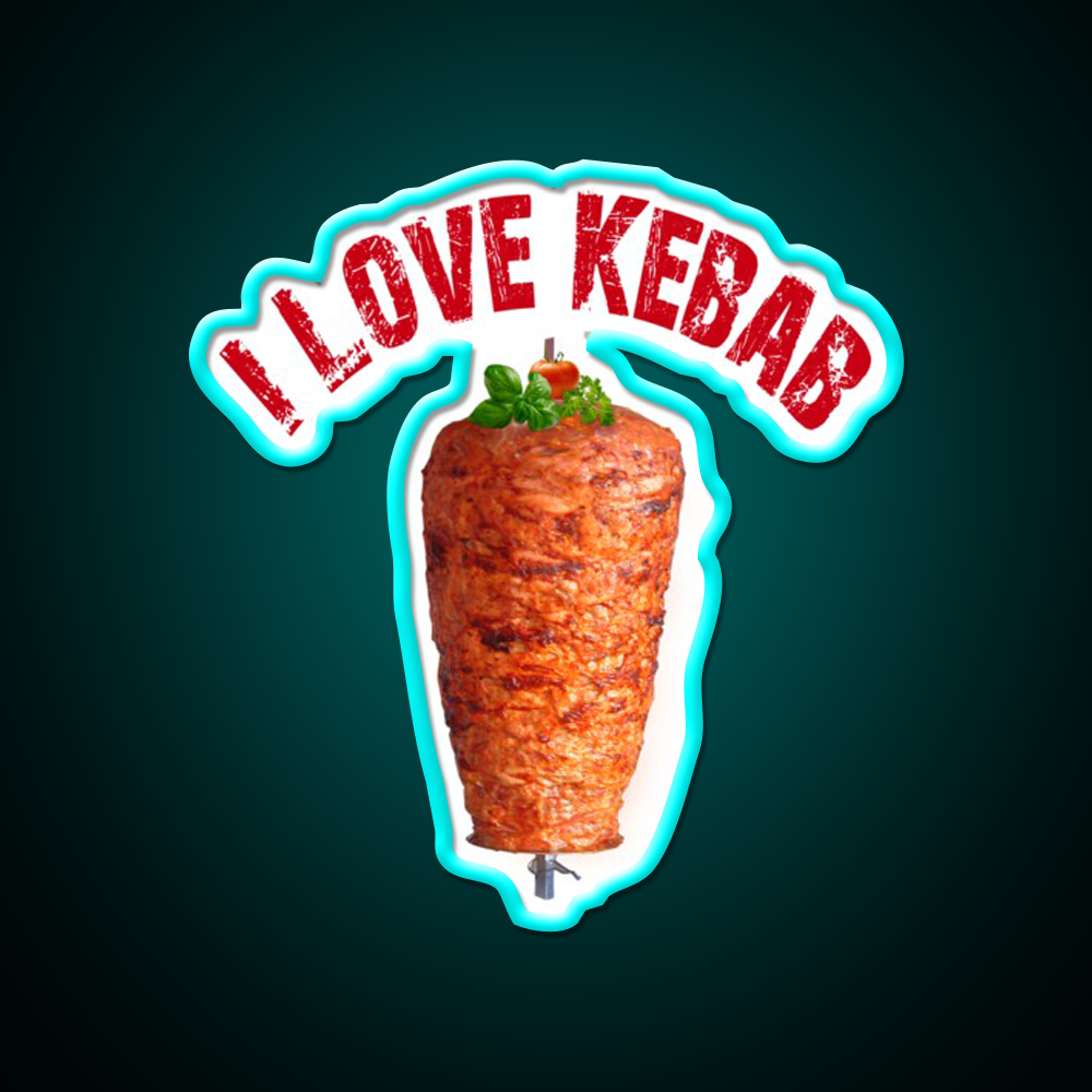 I Love Kebab Fast Food Led Neon Sign For Burger Place Rgb Color