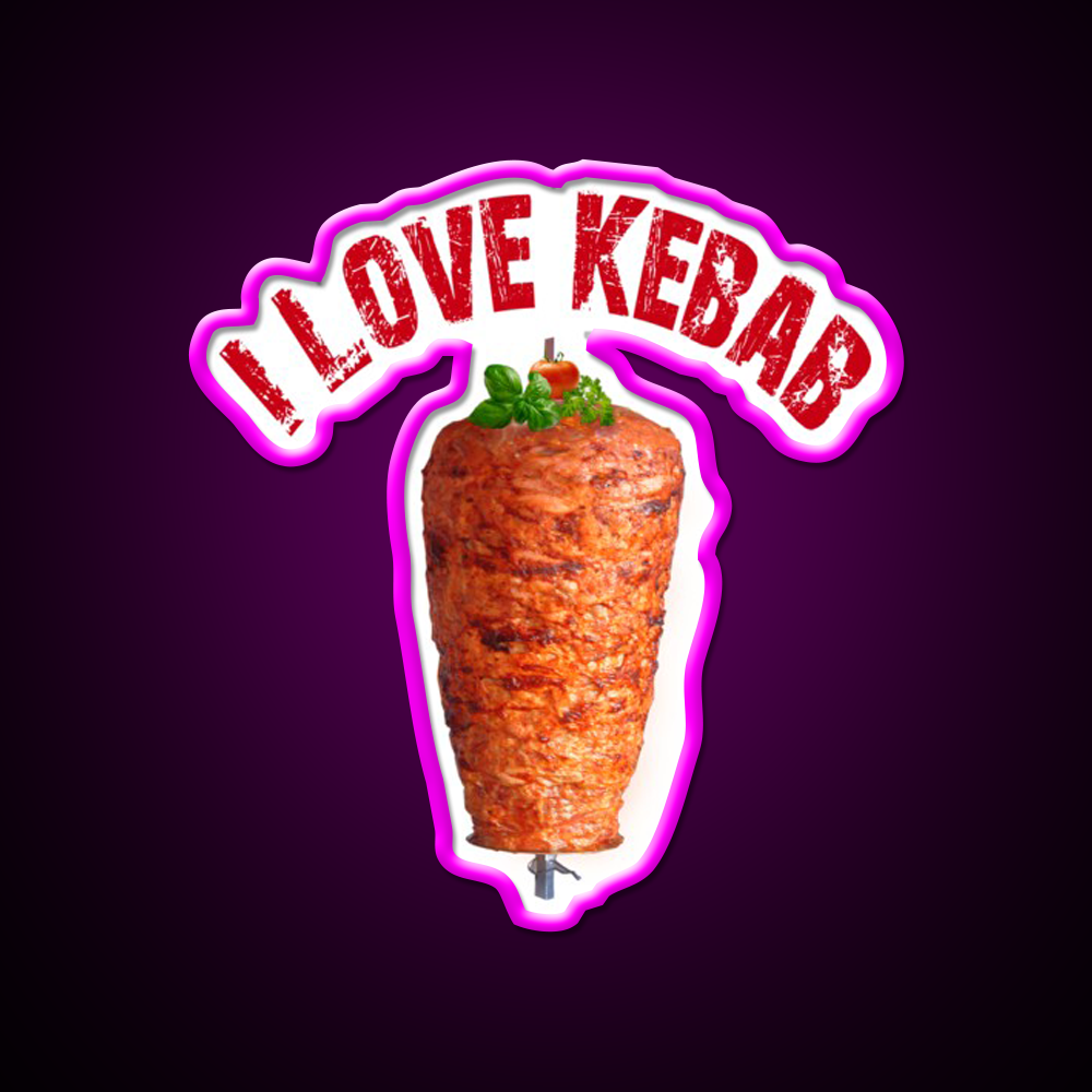 I Love Kebab Fast Food Led Neon Sign For Burger Place Rgb Color