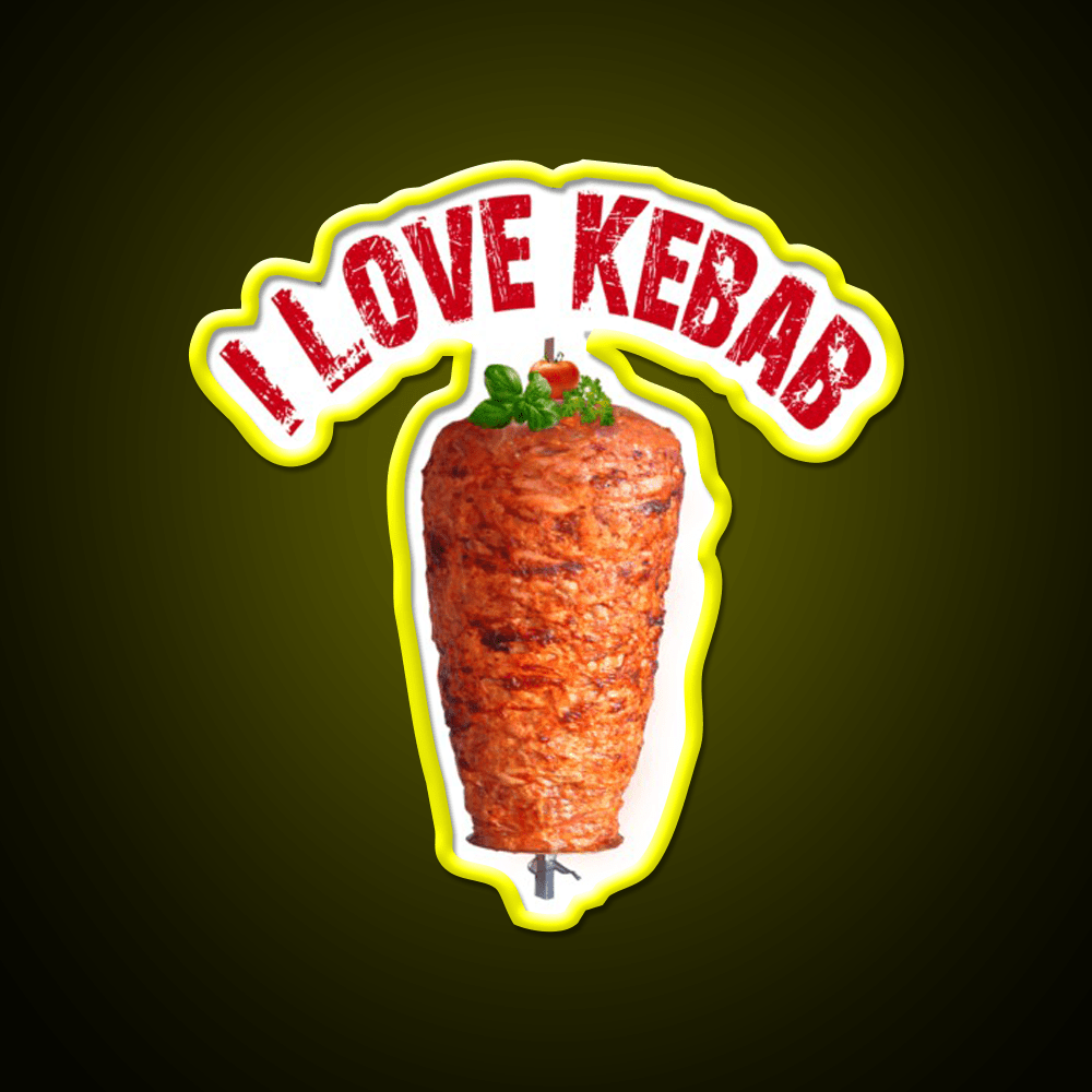 I Love Kebab Fast Food Led Neon Sign For Burger Place Rgb Color - Shineneon
