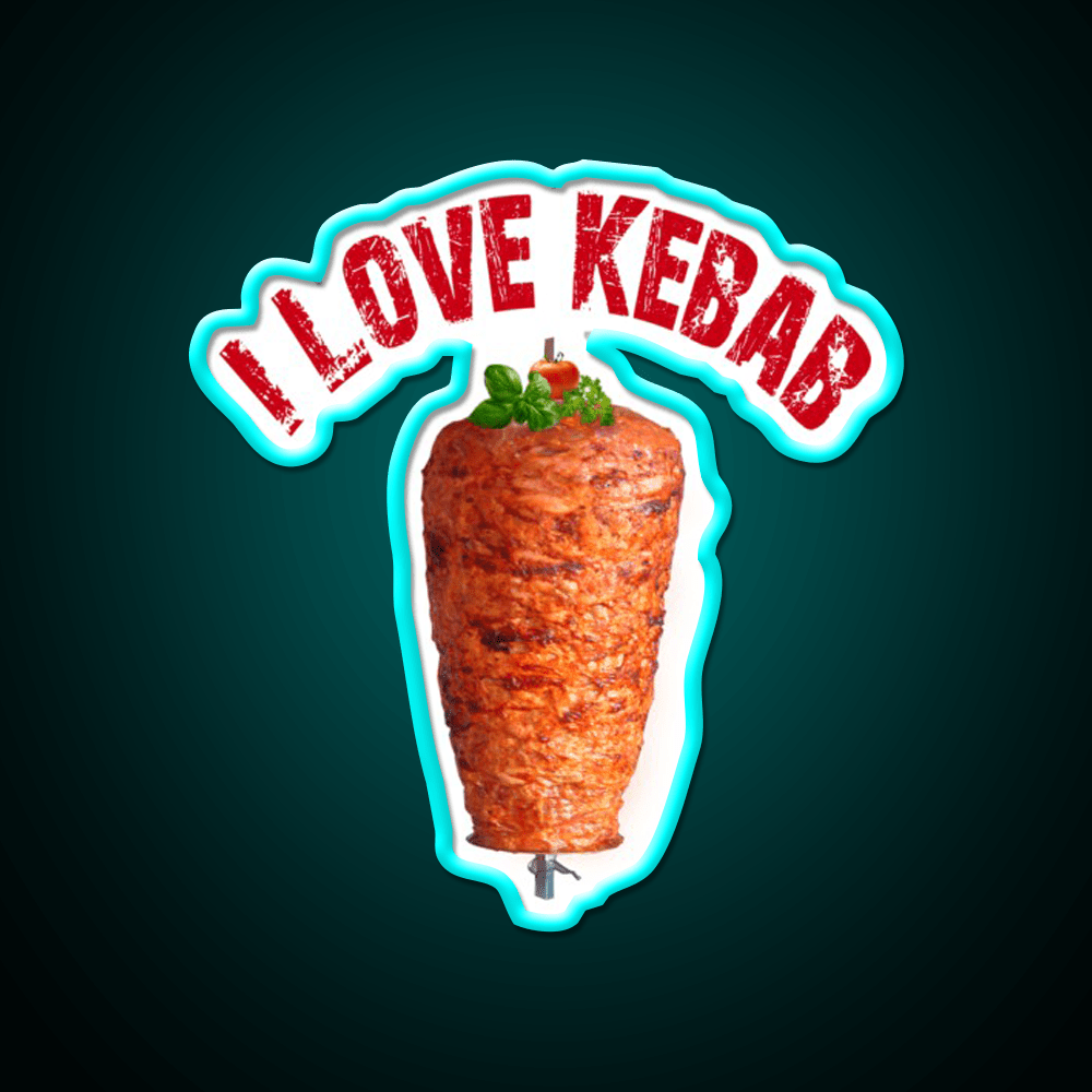 I Love Kebab Fast Food Led Neon Sign For Burger Place Rgb Color - Shineneon