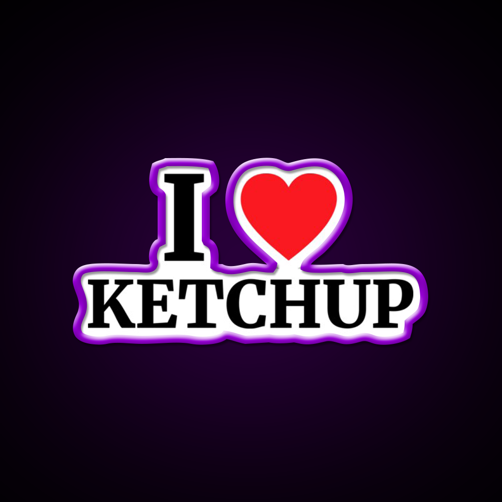 I Love Ketchup Heart Fast Food Led Neon Sign For Burger Place Rgb Color