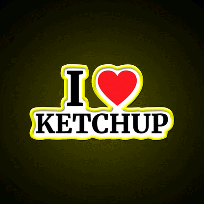 I Love Ketchup Heart Fast Food Led Neon Sign For Burger Place Rgb Color