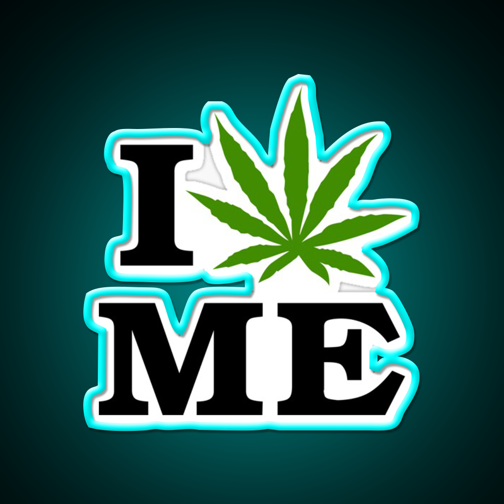 I Love Maine Weed Hemp Inspired Green Leaf Led Neon Sign Rgb Color - Size and dimension reference