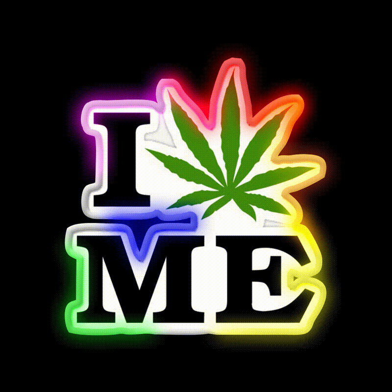 I Love Maine Weed Hemp Inspired Green Leaf Led Neon Sign Rgb Color - LED neon sign close-up detail