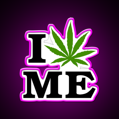 I Love Maine Weed Hemp Inspired Green Leaf Led Neon Sign Rgb Color - Neon sign mounted on wall in room
