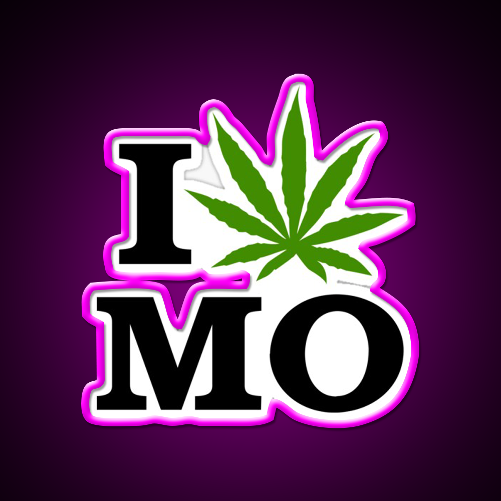 I Love Missouri Weed Hemp Inspired Green Leaf Led Neon Sign Rgb Color - Neon sign mounted on wall in room
