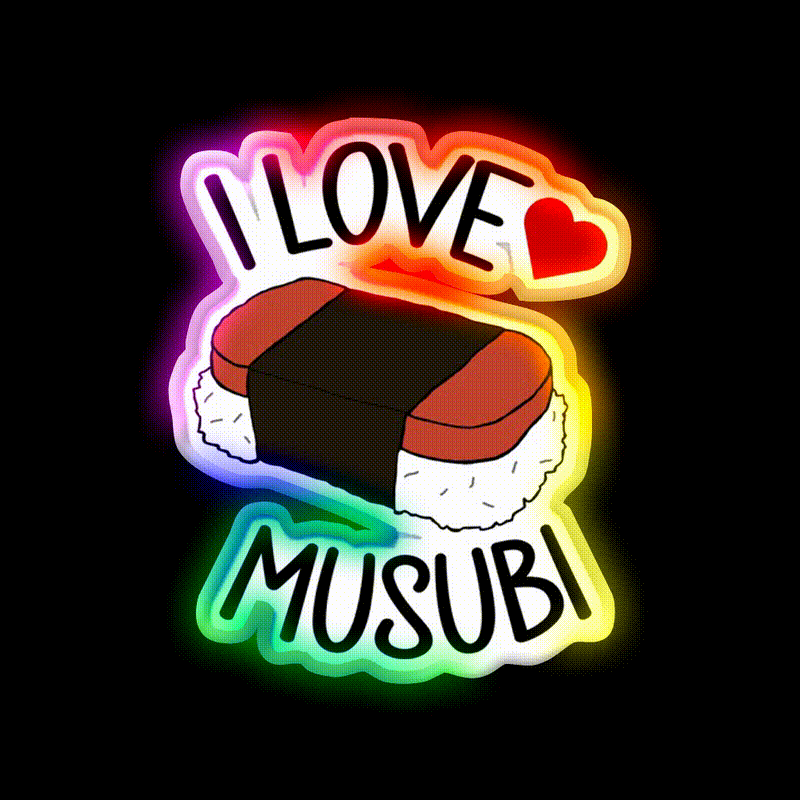 I Love Musubi Snack Food Led Neon Sign Rgb Color - LED neon sign close-up detail