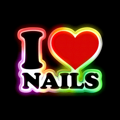 I Love Nails Bold Heart Design For Nail Lovers Nail Salon Led Neon Sign Rgb Color - LED neon sign close-up detail