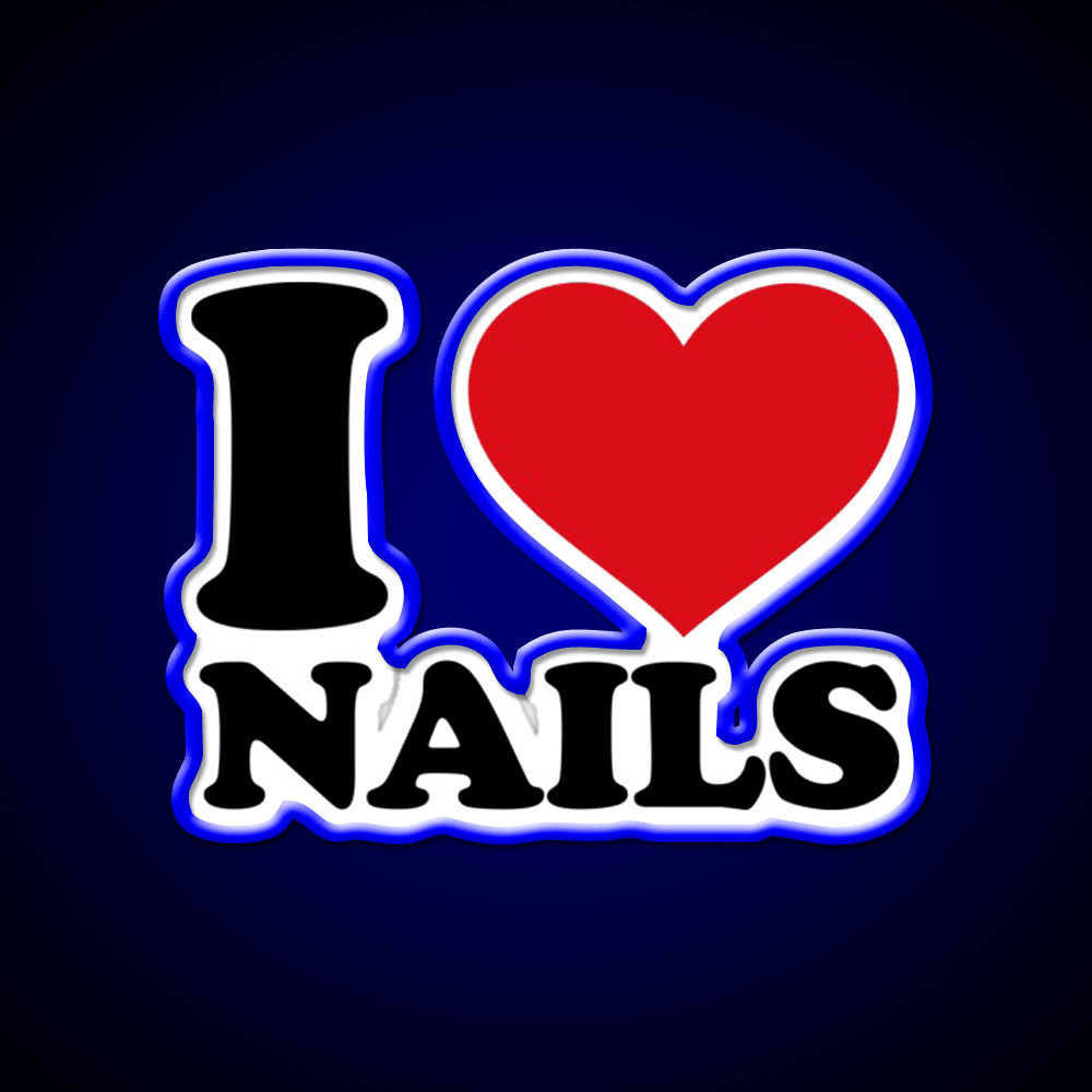 I Love Nails Bold Heart Design For Nail Lovers Nail Salon Led Neon Sign Rgb Color - Shineneon